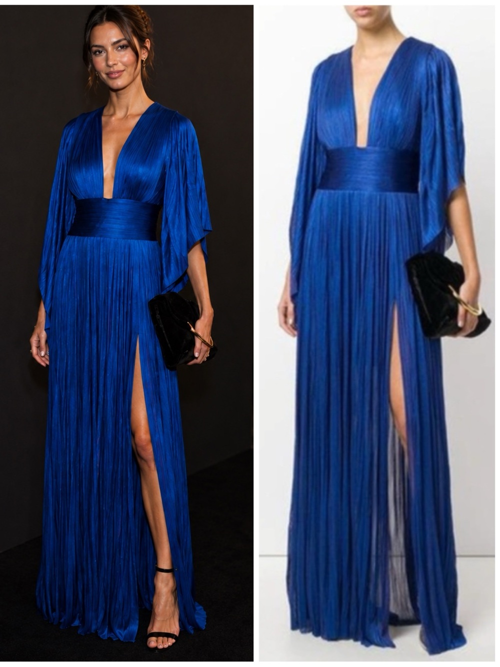 NWT Maria Lucia Hohan Silk Tulle Long Blue Maxi Gown Dress Womens FR 36 flaw